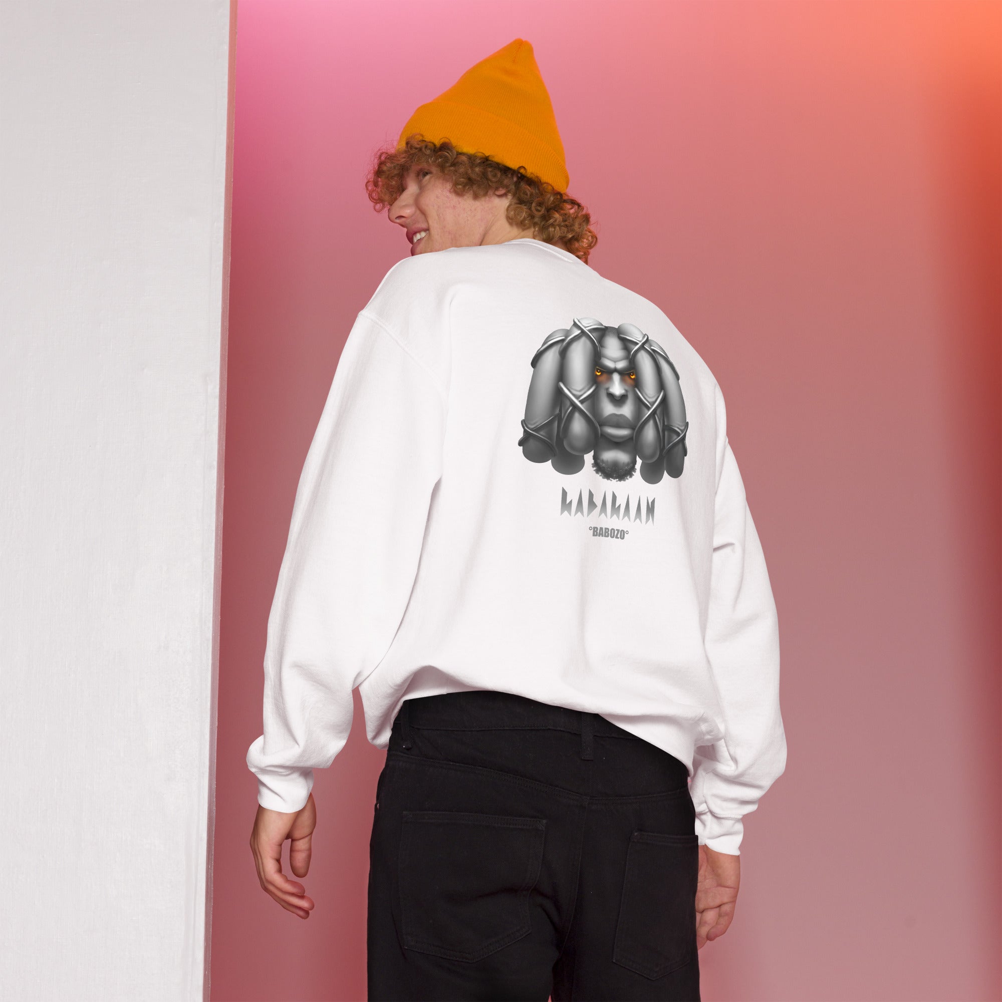sweatshirt blanc imprimé babozo gris