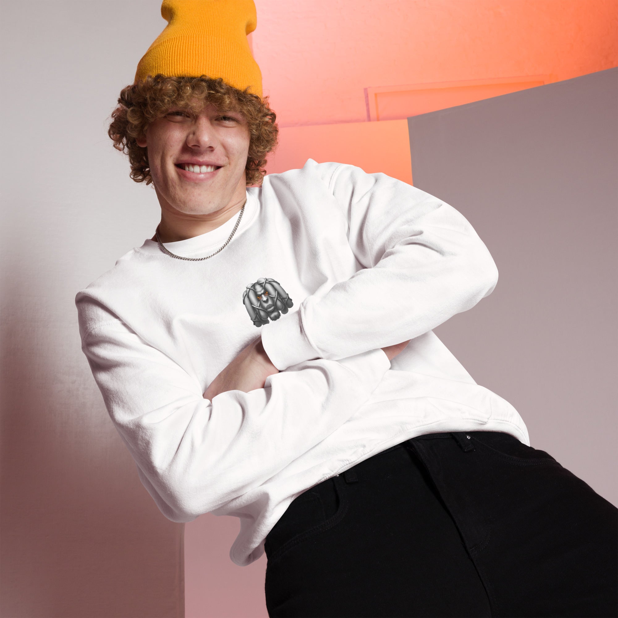 sweatshirt blanc imprimé babozo gris